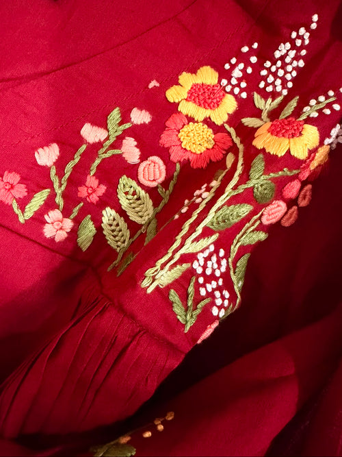 Maroon Embroidered Dress