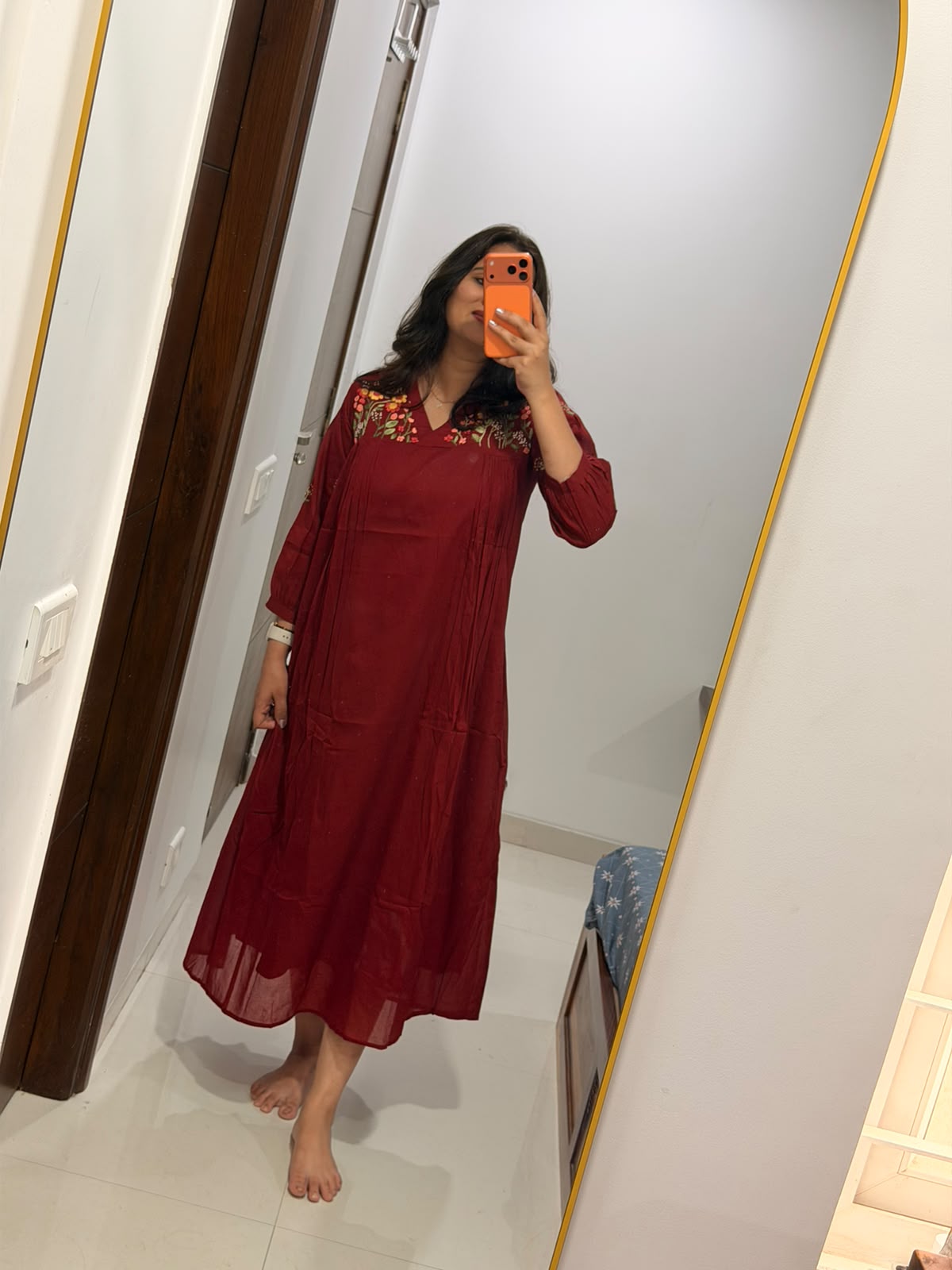 Maroon Embroidered Dress